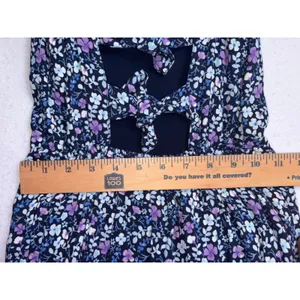 Abercrombie & Fitch Floral Maxi Dress Blue Purple Tie Back Cutout Small thumbnail 12
