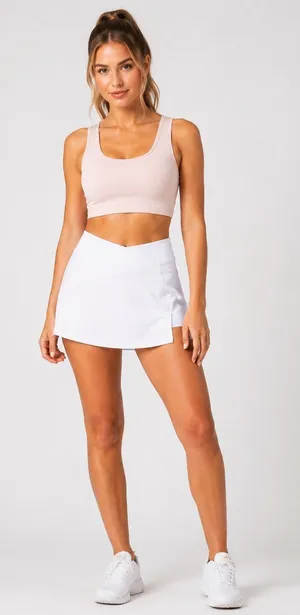 PINK - Victoria's Secret Active Skort Skirt High Waist V Crossover White Size XXL thumbnail 1