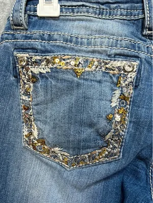 Miss Me Womens Ankle Skinny Jeans Blue Sequins Rhinestones Size 27 JP8715AK thumbnail 10
