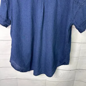 J. Crew Indigo Linen Cotton Short Sleeve Button Up Shirt Womens Small H6504 thumbnail 6