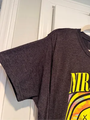 Nirvana Size 2XL Black Smiley Face Tie Dye Graphic Band T-Shirt Short Sleeve thumbnail 4