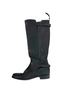 J.Crew Emmett Black Leather Tall Riding Boots Size 7.5 Classic Equestrian Style thumbnail 3