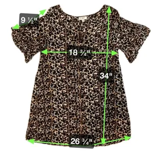 Umgee Leopard Print Button Down Shirt Dress‎ Brown Black Women’s Size Large thumbnail 4