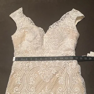 Women’s Bohemian Wedding Dress with Nude Lining Zip Up Back Size 2 NWT thumbnail 11