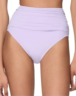 NWT Kate Spade Swim High Waist Shirred Bikini Bottom Frosted Violet Purple M thumbnail 1