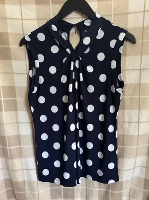 Banana Republic Tommy Hilfiger Navy and White Polka Dot Blouse thumbnail 1