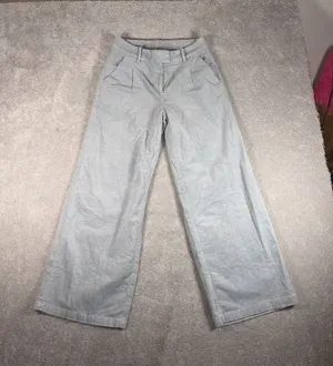 american eagle wide leg‎ trousers Corduroy Light Blue 2 Reg Stretch Waist Pants thumbnail 1
