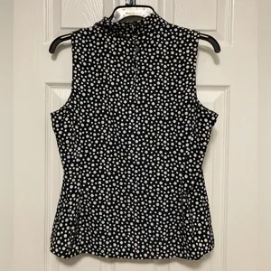 *Liz Clairborne Black Polka Dot Mock Neck Sleeveless Blouse #RB thumbnail 7