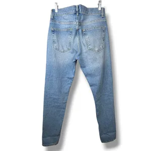 Zara Light Wash Distressed Denim Button Fly Mid-Rise Straight Leg Jeans Size 30 thumbnail 4