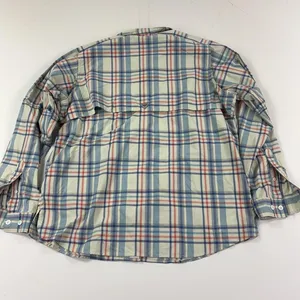 Columbia PFG Super Bahama Shirt Womens Large Beige Plaid Long Sleeve Fishing Sun thumbnail 9