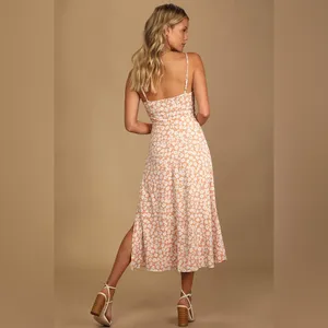 Lulus Timeless Touch Peach Floral Print A-Line Midi Dress Size Small thumbnail 2