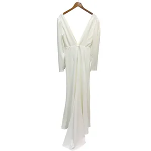 Lulus Stunning Romance White Long Sleeve Mermaid Maxi Dress size L NWT thumbnail 3