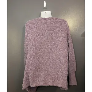 MEROKEETY Sweater Womens Medium Purple Popcorn Knit Open Front Cozy Cardigan thumbnail 4