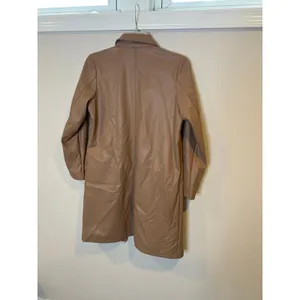 TML Tan Faux‎ Leather Open Front Trench Coat Shawl Collar JH1965-BE Womens XS thumbnail 3