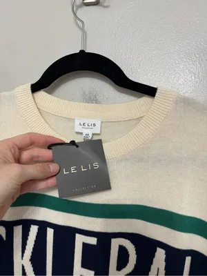 NEW Le Lis Pickleball Graphic Crewneck Preppy Sweater 100% Cotton - Size XS thumbnail 5