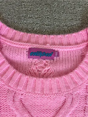 Edikted Pink Cable-Knit Oversized Crewneck Sweater Size XS/S thumbnail 2