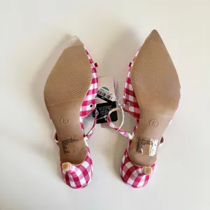 Wild Fable Lysandra Gingham Eyelet Kitten Heels Women's 8 Red & White NWT thumbnail 5