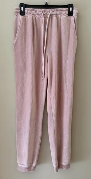 Le Lis Collection Blush Pink Ribbed Corduroy Velour Jogger Pants Women’s Size M thumbnail 1