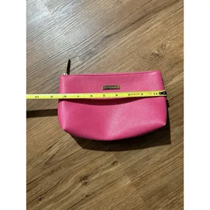 bareMinerals Pink Cosmetic Makeup Travel Zip Pouch Bag Gold Tone Vegan Leather thumbnail 5
