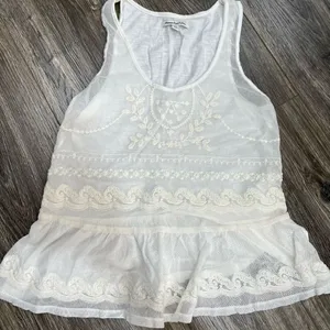 American Eagle White Lace Tank Top thumbnail 1