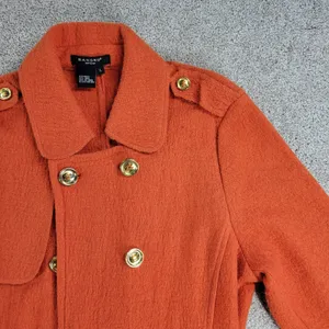Sandro Sportswear Womens Coat Jacket Large Orange Wool Double Breasted Belted thumbnail 9