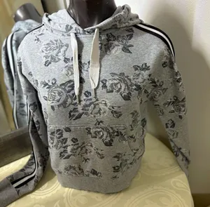 Calvin Klein Gray Floral Hoodie Sweater thumbnail 1