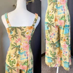 Shore Linen Tropical Jumpsuit S Hawaiian Resort Wide Leg Vacation thumbnail 7