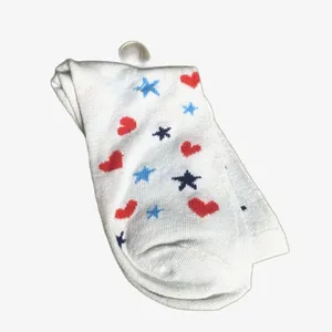 NWT USA Patriotic July 4th Socks 250 Stars Hearts Red White & Blue Womens OS thumbnail 5