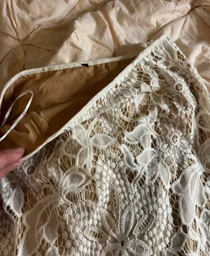 Small Embroidery Creme Lace Mini Girly Skirt thumbnail 3
