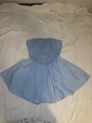 BABY PINK Declan Corset Babydoll Strapless Mini Dress Lt Blue L thumbnail 2