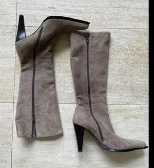 Aketohn 8232‎ Women's Dressy Italian Suede Leather Knee high Boots Brown 38.5 thumbnail 1