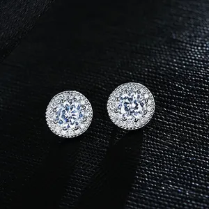 CZ cubic zirconia stud earrings for men women thumbnail 2