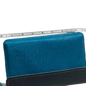 Leather clutch handmade hand dyed‎ textured blue black modern clean bag Soy Nica thumbnail 8