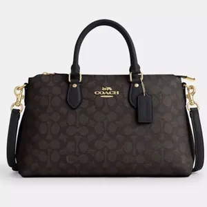 NEW Coach Georgia Satchel In Signature Canvas New IM/BROWN BLACK CR157 IMAA8 thumbnail 7