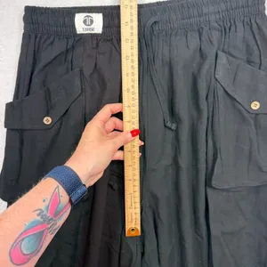 Tarse M Cargo Baggy Pants Parachute Black Linen Blend Wide Leg Boho Gorpcore New thumbnail 11
