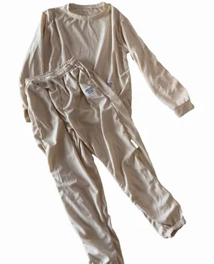Women's Oversized Lightweight Two Piece Waffle Jogger Set Cream Size 3XL #260722 thumbnail 1