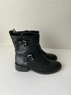 Tory Burch Bennie Buckled Leather Short Moto Boots Black Size Women’s 8.5 thumbnail 2