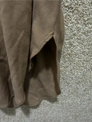 Vince button down shirt long sleeve small tan brown neutral capsule minimal FLAW thumbnail 8