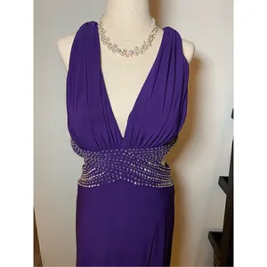 Betsy and Adam purple long dress with sequence size 8 thumbnail 2
