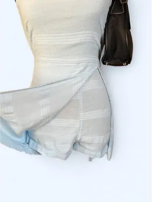 Free People Cotton Linen Tie Back Skort Romper size XS 💙 thumbnail 2