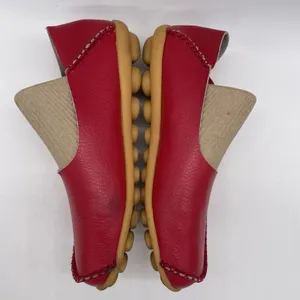 Venus Celia Womens‎ 39 (8.5) Shoes Moccasins Red Leather Slip On Moc Toe Walking thumbnail 4
