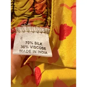 Silk Blend Patchwork Sundress Yellow Orange Floral Boho Resort Dress M thumbnail 6