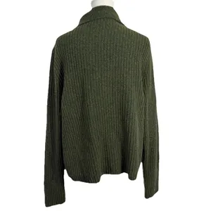 Abercrombie & Fitch Womens Ribbed Polo Cardigan Pearl Button Green Wool Blend L thumbnail 3