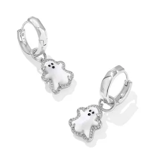 NWT Kendra Scott Ghost Silver Huggie Earrings thumbnail 1