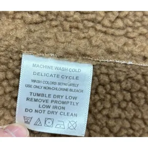Very Veranesi Faux Suede Shearling Coat‎ Brown Sherpa Lined Hooded Vintage 90s L thumbnail 5