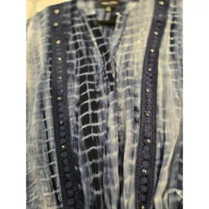 Romeo + Juliet Couture S Tie Dye Crochet Trim Mini Dress Womens Blue Boho V-Neck thumbnail 7