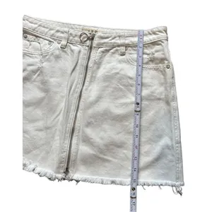 We The Free "Zip it‎ Up" White Ripped Denim Skirt by Free People Sz 29 thumbnail 6