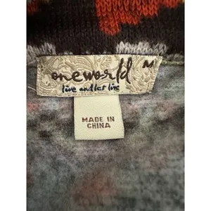 One World Live and Let Live Women M Knit‎ Cardigan Sweater Southwest Boho Aztec thumbnail 5
