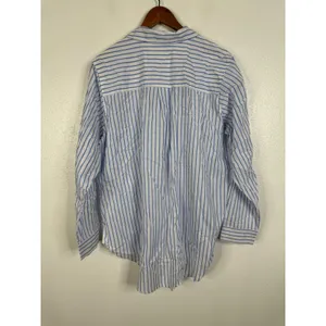 Motherhood Maternity Blue White Striped Cotton Button Down Shirt Large L thumbnail 2