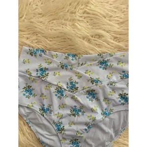 Aerie High Rise Full Coverage Crossover Bikini Bottom Eyelet Blue Medium thumbnail 6
